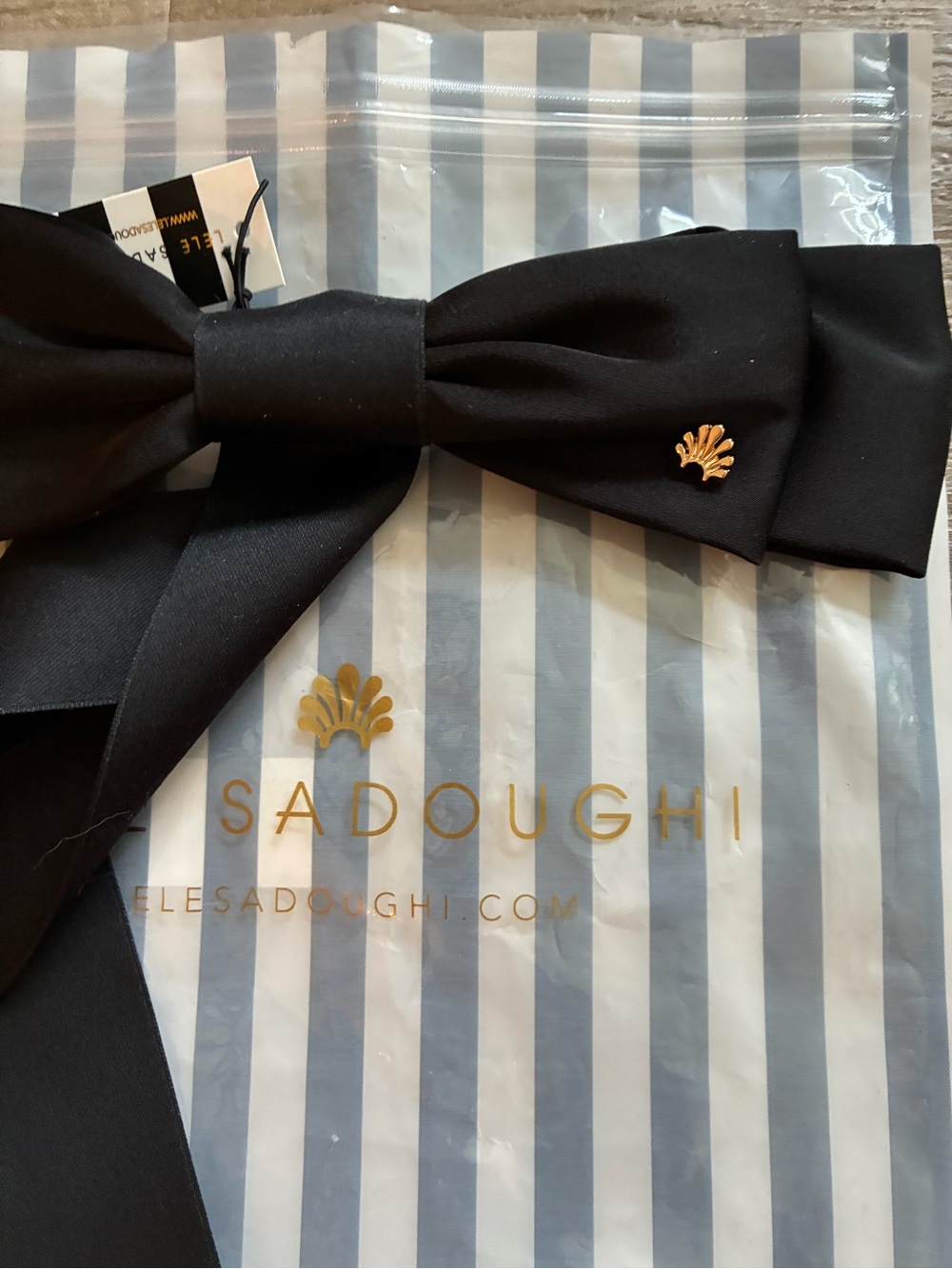 Lele Sadoughi Jane Bow Barrette Black Hair Clip Accessory - Picture 11 of 11